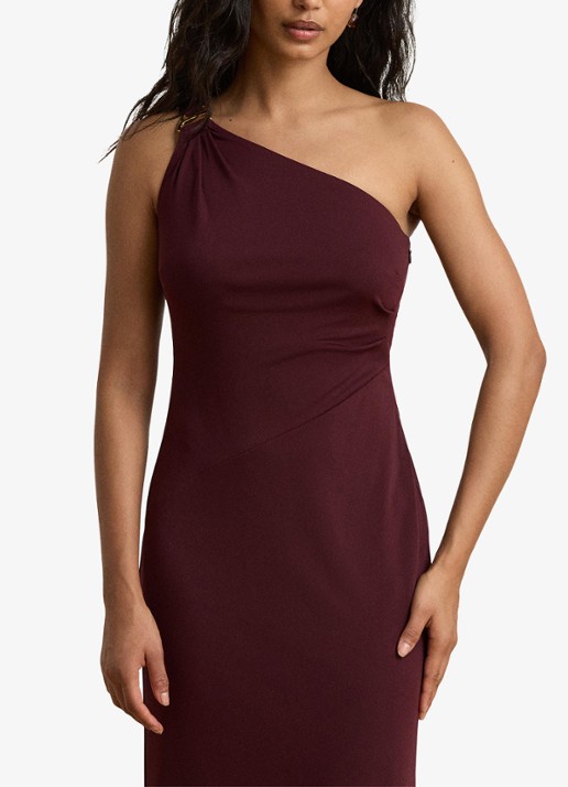 Ralph Lauren One shoulder maxi jurk met gespdetail