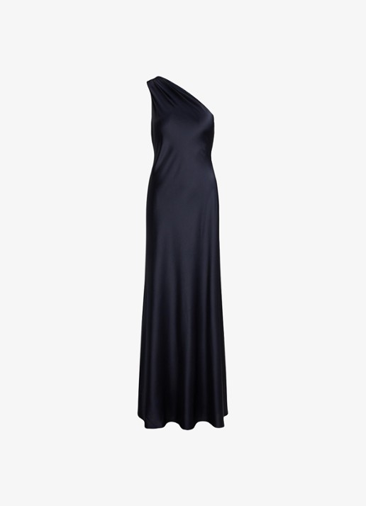 Ralph Lauren One shoulder maxi jurk van satijn