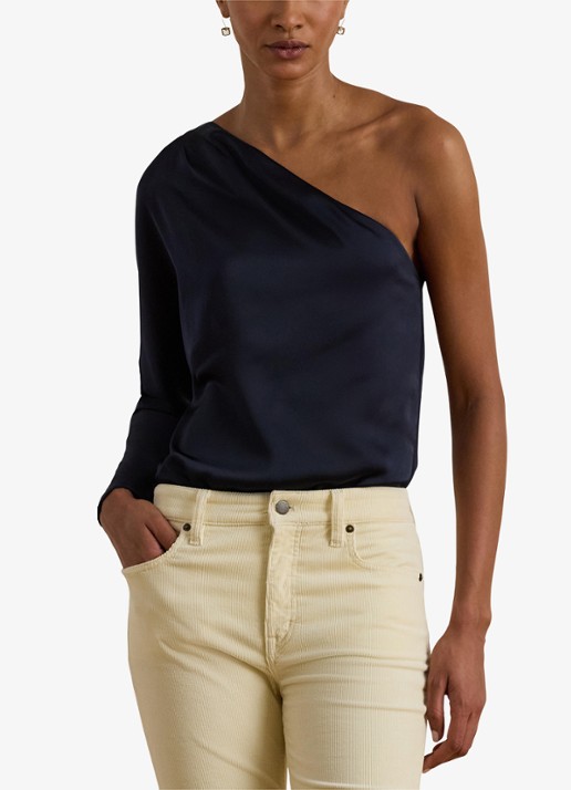 Ralph Lauren One shoulder top met plooidetail