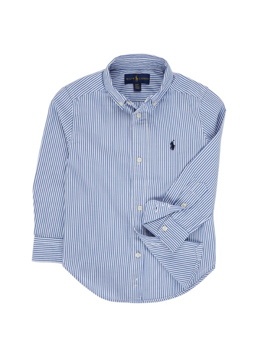 Ralph Lauren Overhemd met logoborduring - voorkant 4 blauw