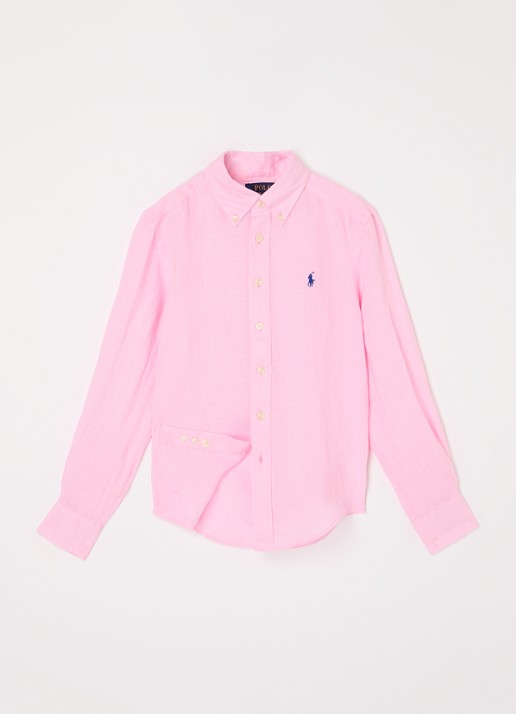 Ralph Lauren Overhemd met logoborduring - voorkant 2 roze