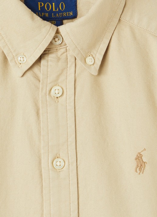 Ralph Lauren Overhemd met logoborduring - detail 3 beige