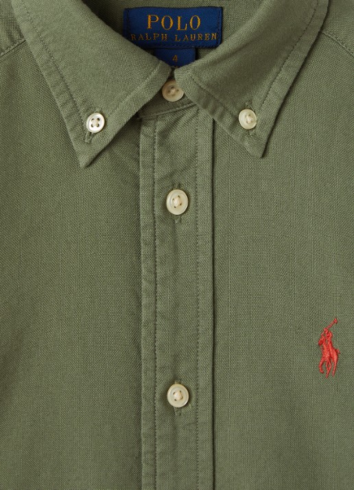 Ralph Lauren Overhemd met logoborduring - detail 3 legergroen