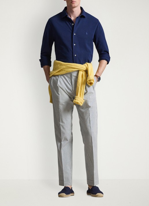Ralph Lauren Overhemd met logoborduring - voorkant 2 dark cobalt / donkerblauw