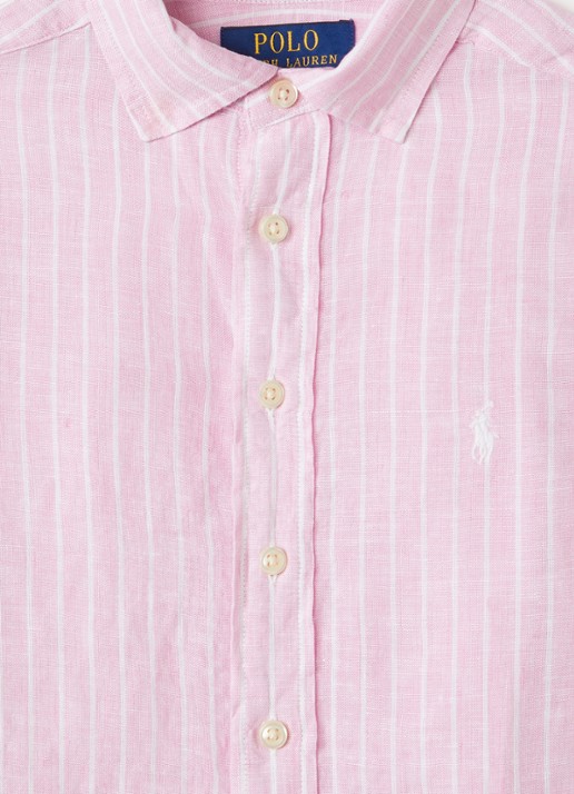 Ralph Lauren Overhemd van linnen met streepprint - detail roze