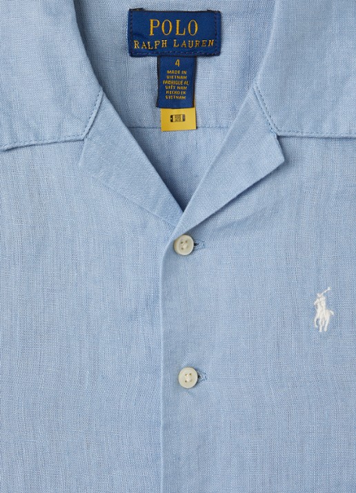 Ralph Lauren Overhemd van linnen  - detail staalblauw