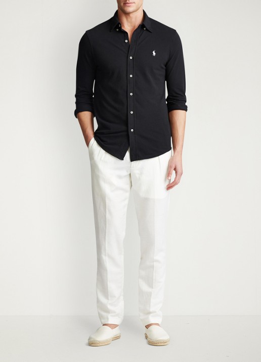 Ralph Lauren Overhemd van piqué katoen - voorkant 2 polo black / zwart