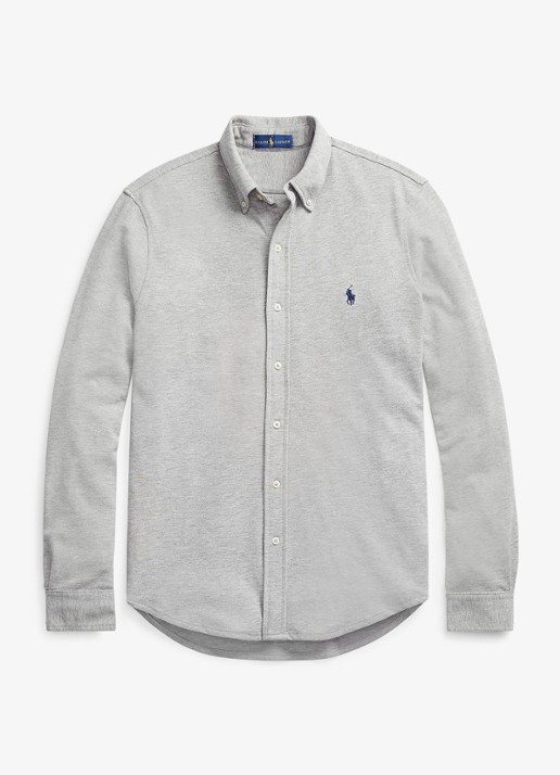 Ralph Lauren Overhemd van piqué katoen - voorkant 3 andover heather / grijs