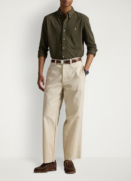Ralph Lauren Overhemd van piqué katoen - voorkant 5 wilson olive heather / bruin