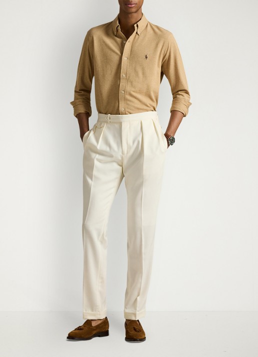 Ralph Lauren Overhemd van piqué katoen - voorkant 2 classic camel heather / beige