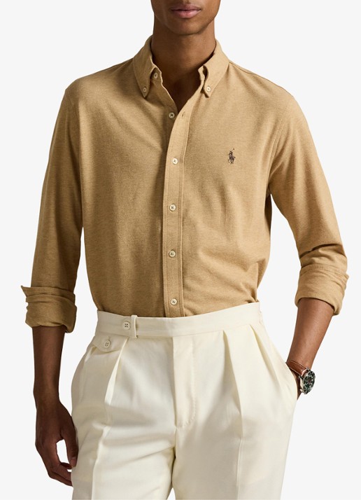 Ralph Lauren Overhemd van piqué katoen - detail 8 classic camel heather / beige