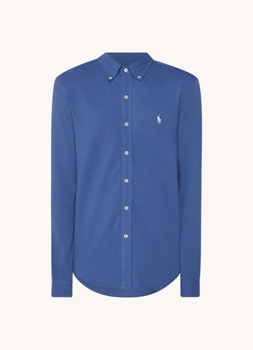 Ralph Lauren Overhemd van piqué katoen - voorkant 2 old royal / blauw