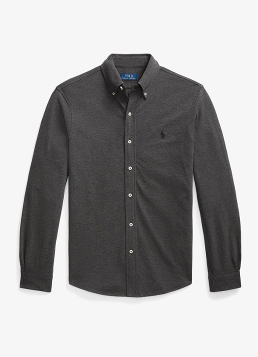 Ralph Lauren Overhemd van piqué katoen - voorkant 4 windsor heather / donkergrijs