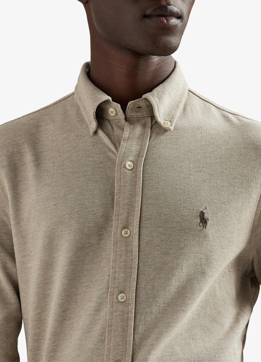 Ralph Lauren Overhemd van piqué katoen - detail 5 tuscan beige heather / beige