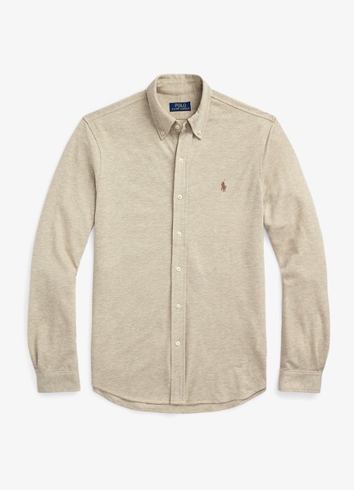 Ralph Lauren Overhemd van piqué katoen - voorkant tuscan beige heather / beige