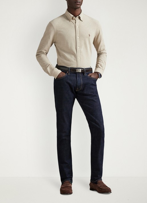 Ralph Lauren Overhemd van piqué katoen - voorkant 2 tuscan beige heather / beige