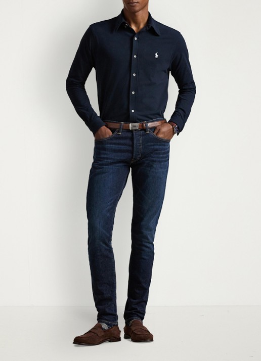 Ralph Lauren Overhemd van piqué katoen - voorkant 4 aviator navy / donkerblauw
