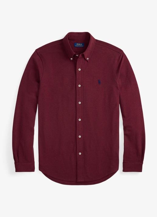 Ralph Lauren Overhemd van piqué katoen - voorkant 4 spring wine heather / wijnrood