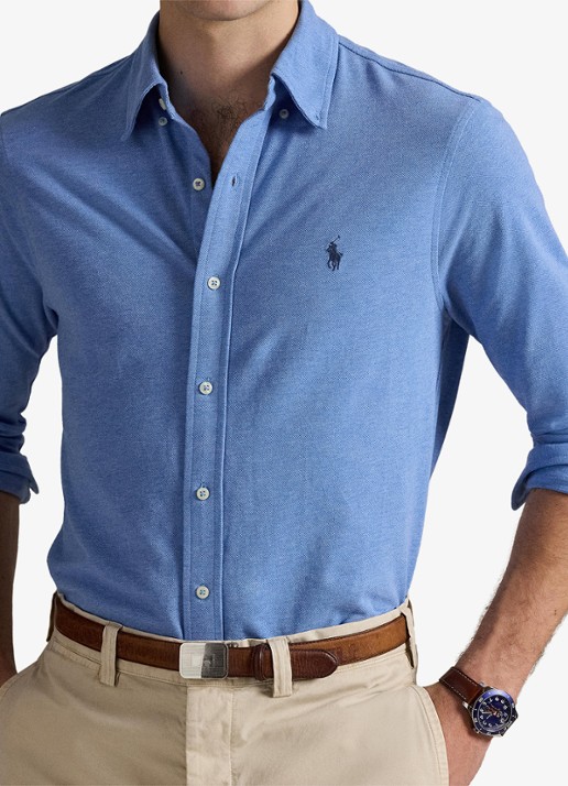 Ralph Lauren Overhemd van piqué katoen - detail 5 soft royal heather / blauw
