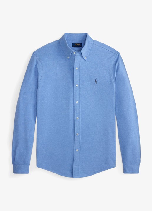 Ralph Lauren Overhemd van piqué katoen - voorkant 2 soft royal heather / blauw