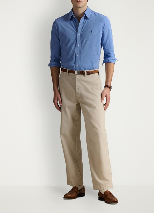 Ralph Lauren Overhemd van piqué katoen - voorkant 3 soft royal heather / blauw