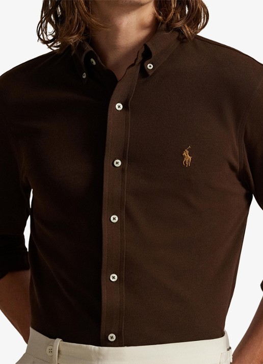Ralph Lauren Overhemd van piqué katoen - detail 2 dark beech / zwart