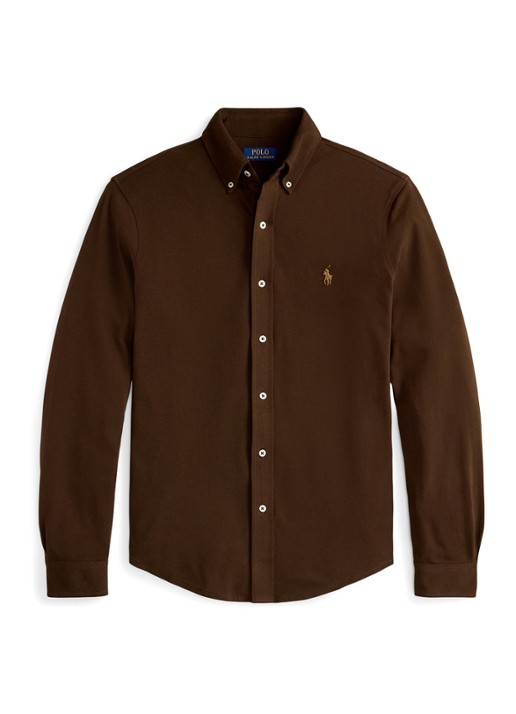 Ralph Lauren Overhemd van piqué katoen - voorkant 3 dark beech / zwart