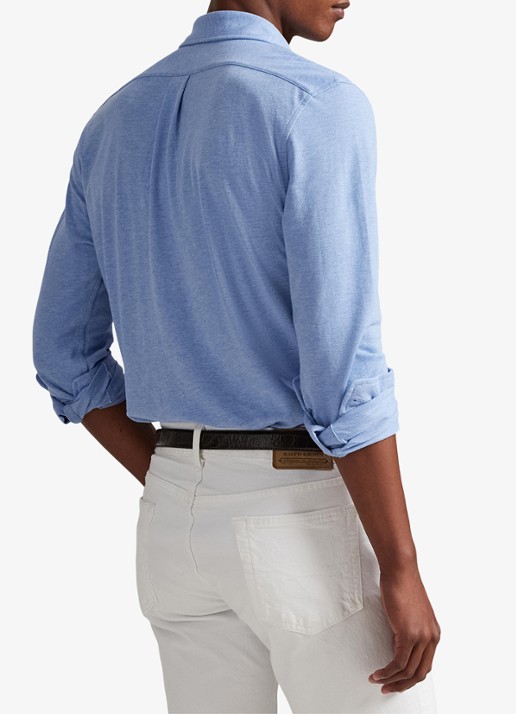 Ralph Lauren Overhemd van piqué katoen - achterkant isle heather / creme