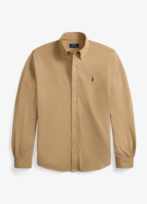 Ralph Lauren Overhemd van piqué katoen - voorkant vintage khaki c8888-zy59