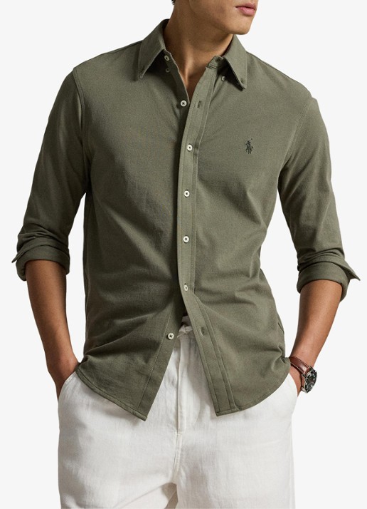 Ralph Lauren Overhemd van piqué katoen - voorkant 3 cruise olive c0594-zy58