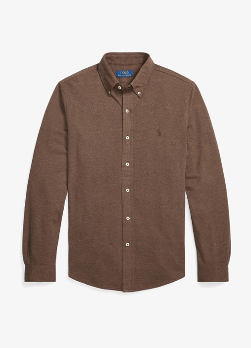 Ralph Lauren Overhemd van piqué katoen - voorkant 4 nutmeg brown htht / bruin
