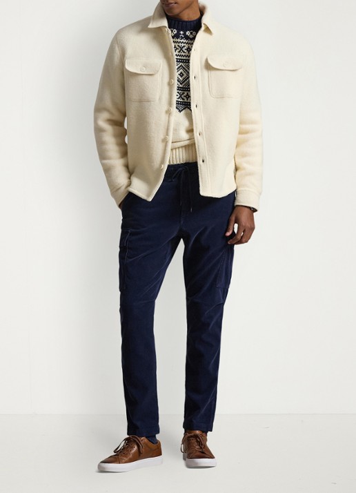 Ralph Lauren Overshirt in wolblend met borstzakken - voorkant 2 andover cream / creme