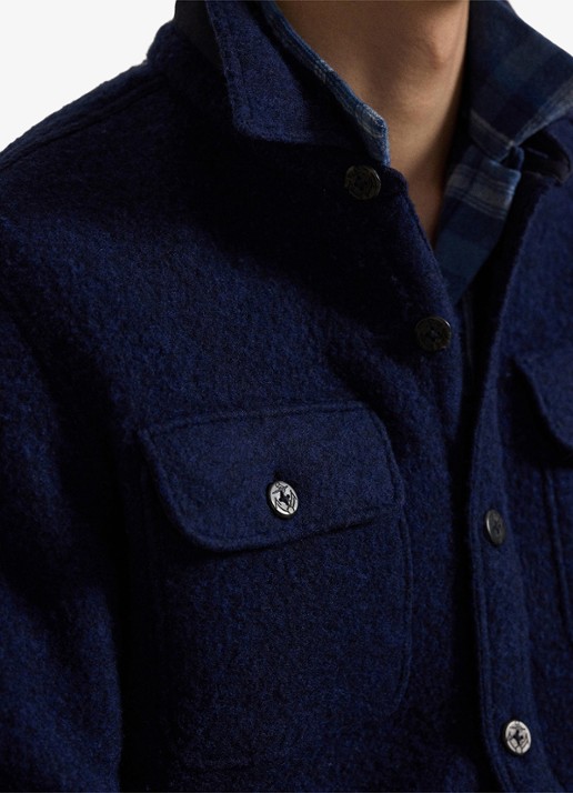 Ralph Lauren Overshirt in wolblend met borstzakken - detail 5 rl navy / donkerblauw
