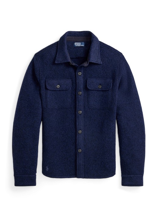 Ralph Lauren Overshirt in wolblend met borstzakken - voorkant 2 rl navy / donkerblauw