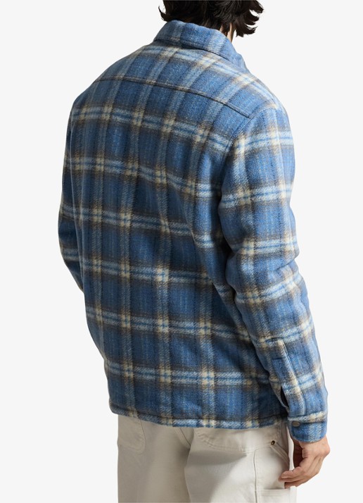 Ralph Lauren Overshirt in wolblend met ruitdessin en borstzakken - achterkant blue plaid / blauw