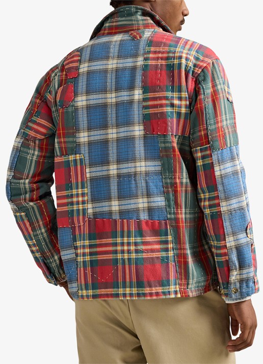 Ralph Lauren Overshirt met ruitdessin en patchwork - achterkant 3 valley peicing / rood