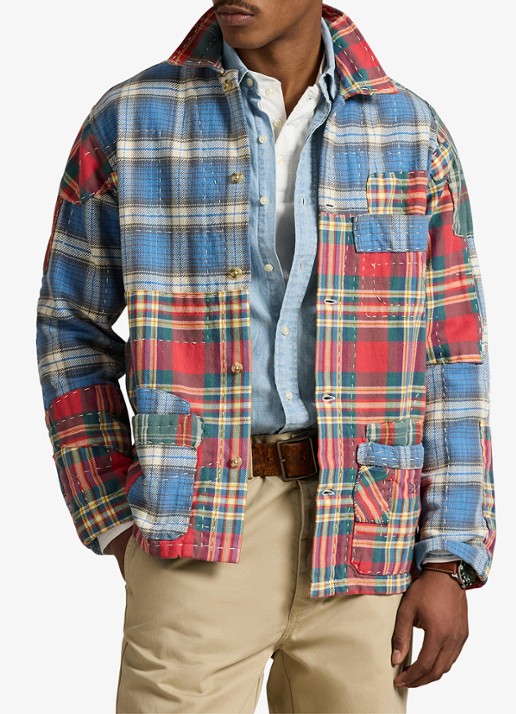 Ralph Lauren Overshirt met ruitdessin en patchwork
