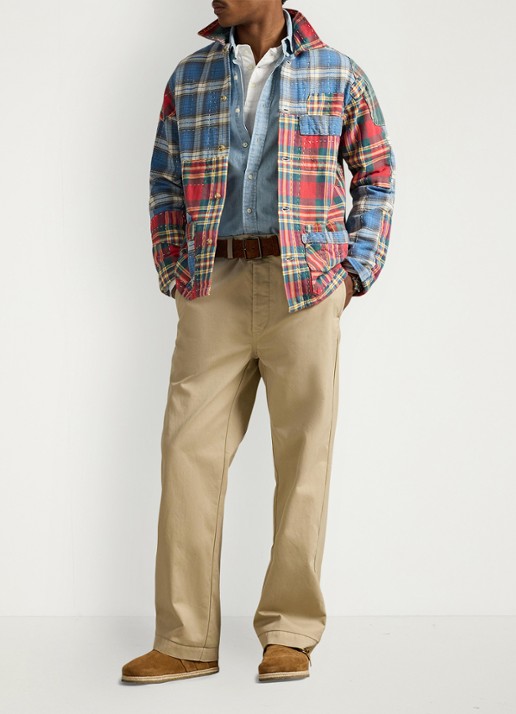 Ralph Lauren Overshirt met ruitdessin en patchwork - voorkant 2 valley peicing / rood