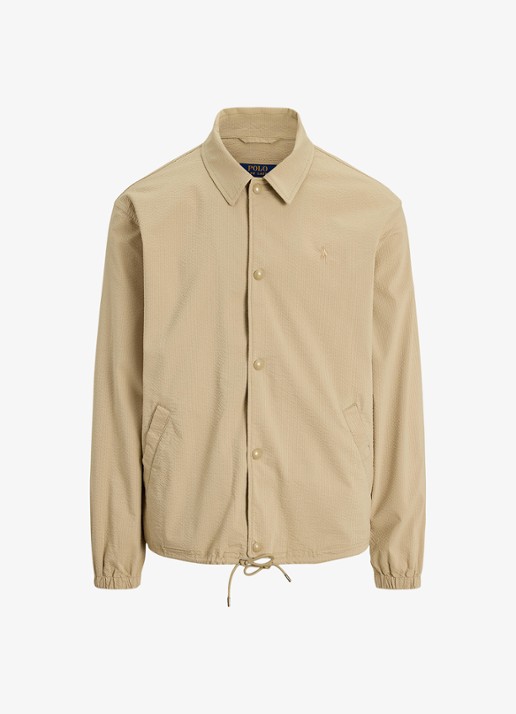 Ralph Lauren Overshirt met steekzakken - voorkant coastal beige/khaki multi