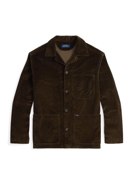 Ralph Lauren Overshirt van corduroy met opgestikte zakken - voorkant 4 dark beech / donkerbruin