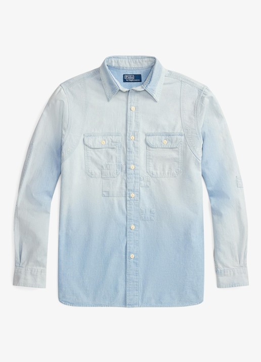 Ralph Lauren Overshirt van denim met borstzakken - voorkant indigo