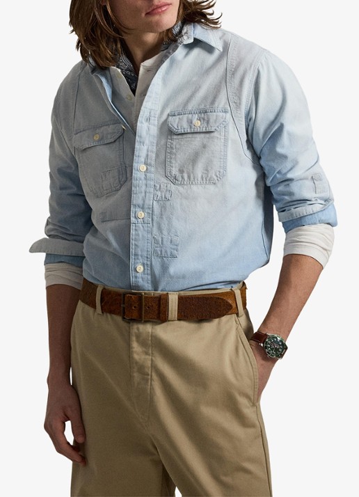 Ralph Lauren Overshirt van denim met borstzakken - voorkant 2 indigo