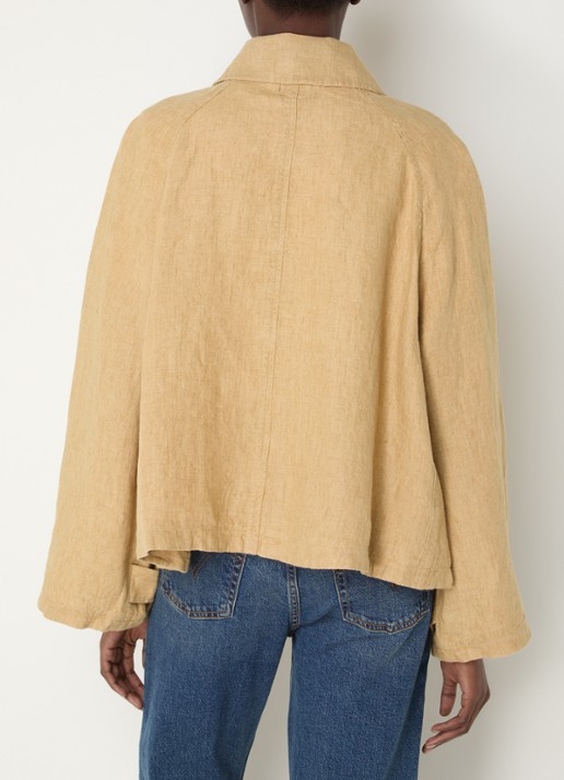 Ralph Lauren Overshirt van linnen met logoborduring - achterkant camel