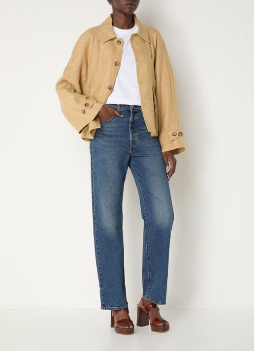 Ralph Lauren Overshirt van linnen met logoborduring - voorkant 3 camel