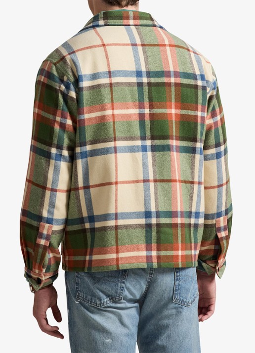 Ralph Lauren Overshirt van wol met ruitdessin - achterkant cream olive / groen