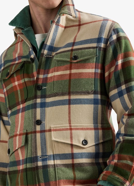 Ralph Lauren Overshirt van wol met ruitdessin - detail 5 cream olive / groen