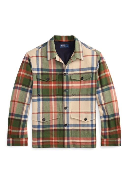 Ralph Lauren Overshirt van wol met ruitdessin - voorkant 2 cream olive / groen