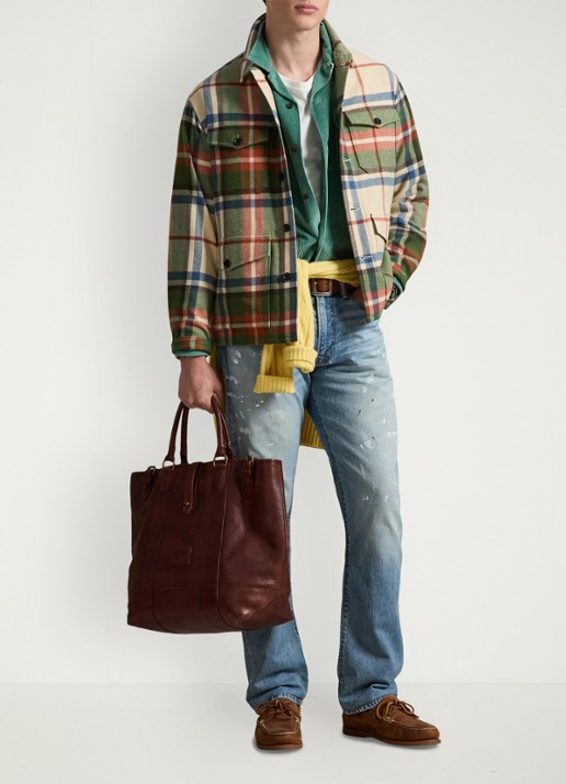 Ralph Lauren Overshirt van wol met ruitdessin - voorkant 3 cream olive / groen