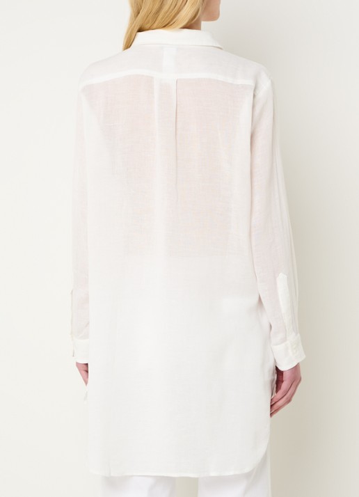 Ralph Lauren Oversized blouse in linnenblend met logoborduring - achterkant 4 gebroken wit