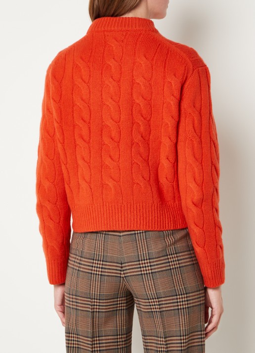 Ralph Lauren Oversized kabelgebreide pullover in kasjmierblend  - achterkant 2 orange